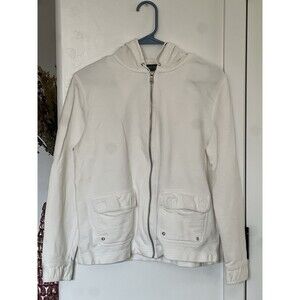 Lauren Jean Co Sweatshirt Women's M White Vented Pockets Hooded Comfortable
